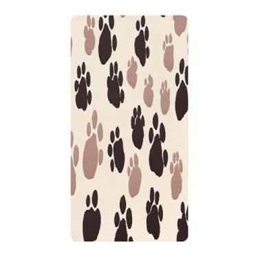 Imagem de Blueangle Lençol de berço padrão para berço infantil - Lençóis de algodão macio e respirável com estampa de pata de cachorro (663)