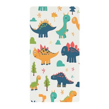 Imagem de Blueangle Lençol de berço padrão para berço infantil - lençol de algodão macio e respirável com dinossauros fofos de desenho animado (477)