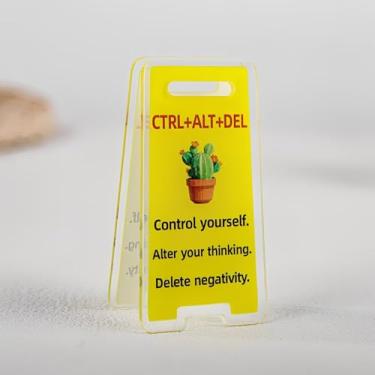 Imagem de 1 suporte de mensagem de acrílico CTRL+ALT+DEL para memorando, suporte de papel com símbolo de aviso atraente, artigos de papelaria de mesa criativos para escritório, casa, presentes (MI-7)