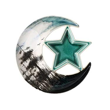 Imagem de Conjunto de tigelas de cerâmica para sobremesa, tigelas de imersão de cerâmica, conjunto de batatas fritas e molho em forma de lua e estrela de cerâmica, bandeja de servir bolinhos e potadesivos