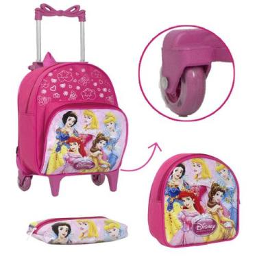 Imagem de Mochila Escolar Feminina Princesas Rodinha Lancheira Criança - TOYS 2U
