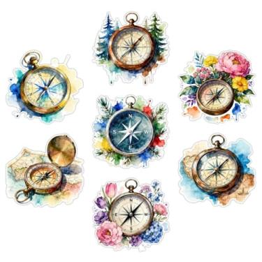 Imagem de CHGCRAFT 7 peças adesivos de carro bússola aquarela adesivos coloridos autoadesivos refletivos vinil carro aventura decalque impermeável para motocicleta, capacete, janela, decoração de casa