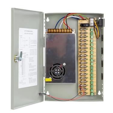 Imagem de Xenocam Porta de 18 canais 12V DC 20 Amp Amper com fusível de tubo de vidro distribuído caixa de fonte de alimentação para sistema de segurança CCTV DVR e câmera ou câmeras