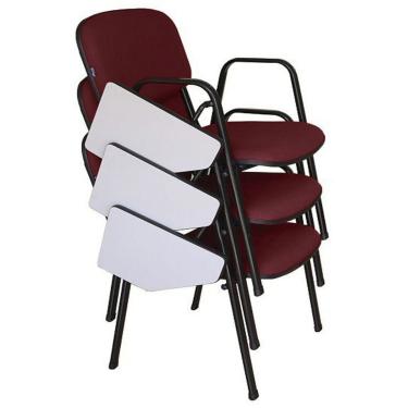 Imagem de 03 Cadeiras Escolar Universitária Linha Hotel Auditório Vermelho