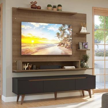 Imagem de Rack Com Painel Para Tv Até 60 Polegadas 180 Cm Pés Rusticpretorustic Reims Madesa Rusticpretorustic
