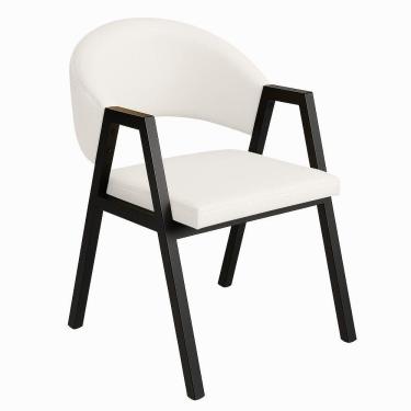 Imagem de Cadeira De Jantar Antonella Corino Estilo Poltrona Com Pés Preto - 7 Decor Branco