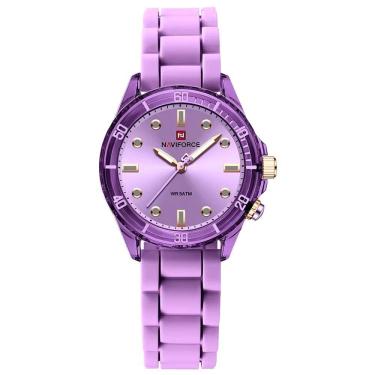 Imagem de Relógio De Quartzo Feminino Design Casual Pulseira De Silicone 5atm à Prova D´agua Lilas