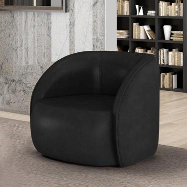 Imagem de Poltrona Decorativa Sala De Estar Clarke Pu Preto Manchado G45 - Gran Belo