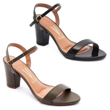 Imagem de Kit 2 Sandália Vizzano Feminina Salto Médio Grosso Original-Feminino