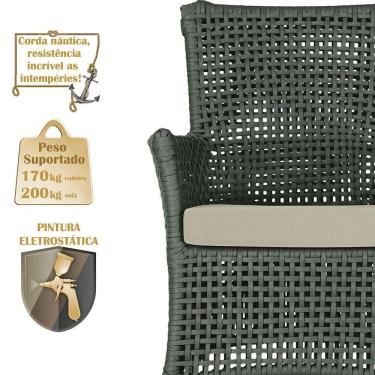 Imagem de Jogo Sofá E 2 Poltronas Igapó Alumínio Fendi E7 Trama Verde