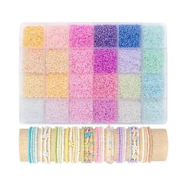 Imagem de Kit De Miçangas De Vidro Com 24 Cores, 234mm, 1200057602400 Peças Para