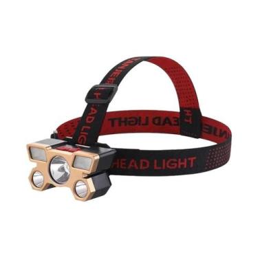 Imagem de Lanterna De Cabeça Recarregável Com 5 LEDs USB Super Brilhante, Bateri