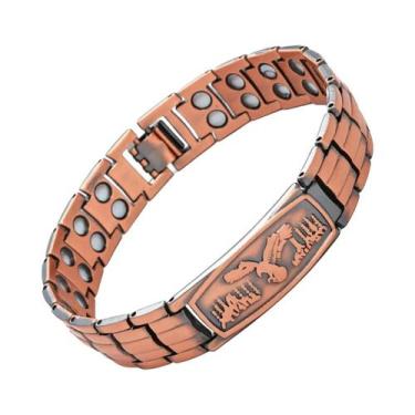 Imagem de Pulseira De Terapia Magnética De Cobre Puro Masculina, 3500 Gauss, 3X 