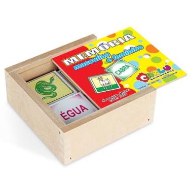 Imagem de Jogo da memória do masculino e do feminino com 40 peças em madeira car