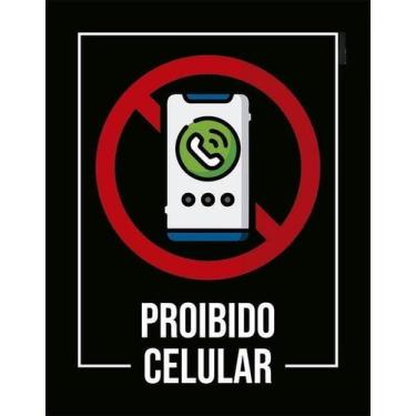 Imagem de Kit 10 Placa Acm Desenho Proibido Celular 18X23 - Sinalizo