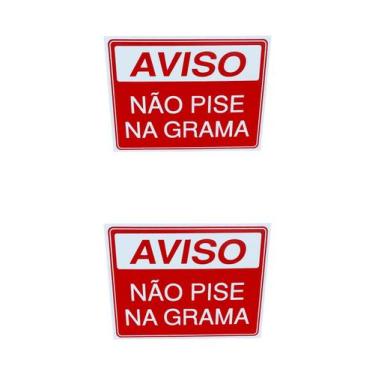 Imagem de KIT 2 Placa de Sinalização AVISO NAO PISE NA GRAMA 15x30 cm - ASELETRO