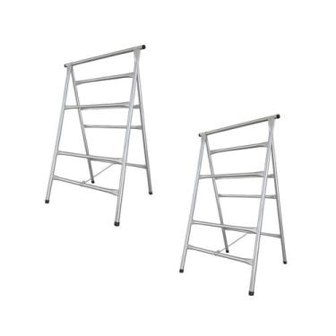 Imagem de Kit 2 Cavaletes Reforçados Dobráveis 125x80cm Zincado NV325 - Bcalos-s