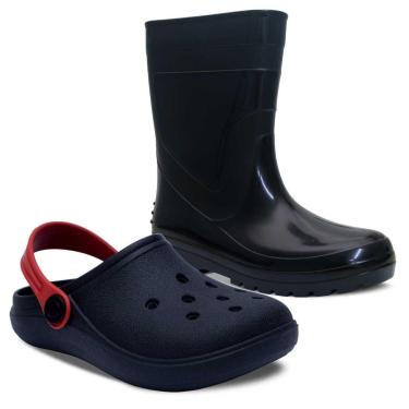Imagem de Kit Bota Galocha E Babuche Sandalia Chinelo Infantil K40-Masculino