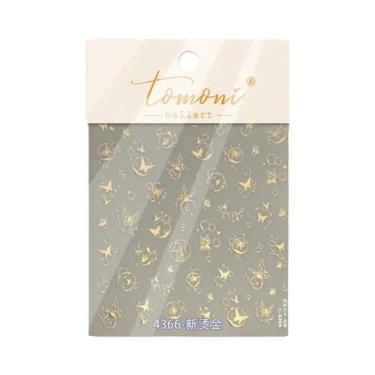 Imagem de Adesivos De Unha 3D De Natal Com Borda Dourada De Urso, Decalques De U