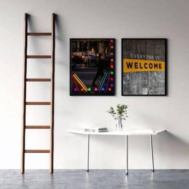 Imagem de Kit 2 Quadros Decorativos Everyone Is Welcome 34x23cm