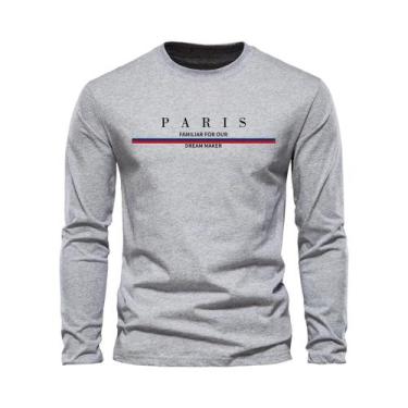 Imagem de Moletom Masculino Com Estampa Paris, Corte Solto, Casual, Gola Redonda