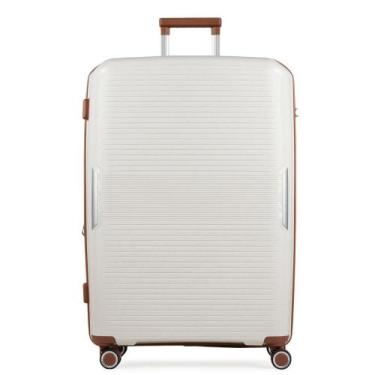 Imagem de Mala Grande 32 Kg Polipropileno 4 Rodas Malta Branca/Marrom, G, Branco