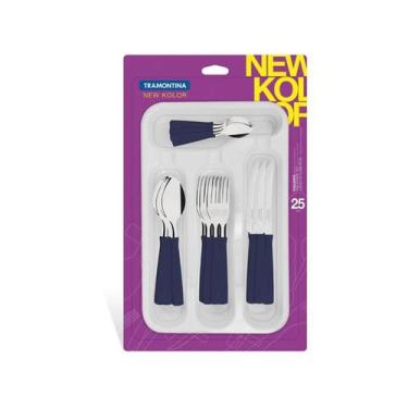 Imagem de Faqueiro Tramontina New Kolor Inox Azul 25 Peças, Azul, 24