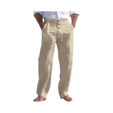 Imagem de Calças Casuais De Algodão Para Homens, Respiráveis E Confortáveis, Com