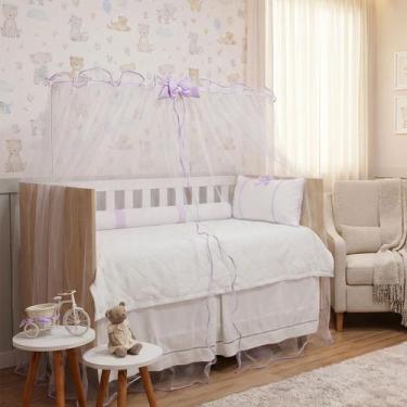 Imagem de Mosquiteiro de Berço Para Bebê Tela Rede Cortinado de Fita Menino Meni