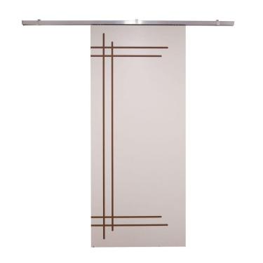 Imagem de Porta De Correr Branco Prime Frisada Kit Alumínio F05 - 210x80