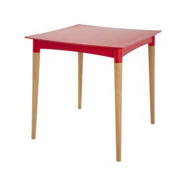 Imagem de Mesa Tramontina Diana 70x70cm Vermelho Pernas de Madeira