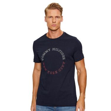 Imagem de Camiseta Tommy Hilfiger Masculina Monotype Roundle Logo Azul Marinho-Masculino