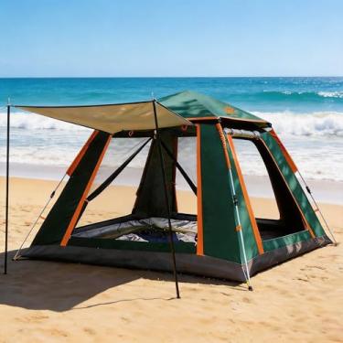 Imagem de New Hawaii Barraca de Camping Automática 2-4 Pessoas, Impermeável com Mosquiteiro e Cobertura Solar, Dobrável (Verde)