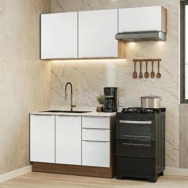 Imagem de Armário de Cozinha Compacta 180 cm Rustic/Branco Veludo Lux Madesa 03