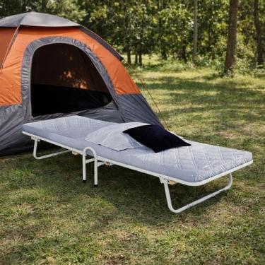 Imagem de Cama Camping Dobrável Com Colchonete Compacta E Resistente Branco - Vi