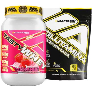 Imagem de Tasty Whey Strawberry Pote 900g + Glutamina Fermentada 1kg-Unissex