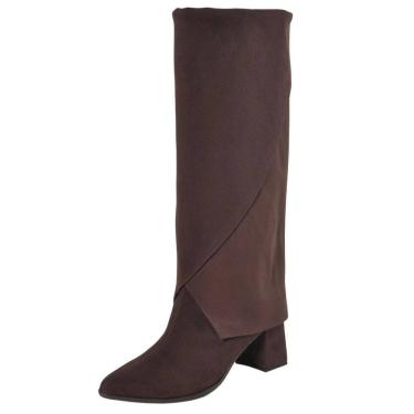 Imagem de Bota Feminino Conforto Camurça Salto Bloco Medio Via Marte