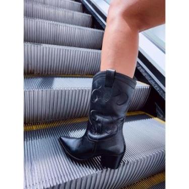 Imagem de Bota Western Boiadeira em Couro Preto Cecconello Feminina-Feminino