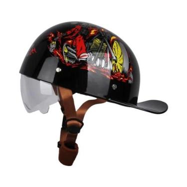 Imagem de Capacete De Motocicleta Vintage Retrô Uchoose, Estilo Boné De Beisebol