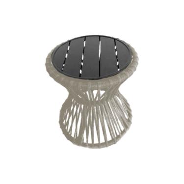 Imagem de Mesa De Centro Sol Em Corda Náutica E Base Em Alumínio Preta 50cm Areia