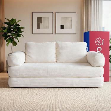 Imagem de Sofá Cama Smartbox. 1,88m Airpress Xpandtech D33 Tecido Velourê Cama Inbox Bege