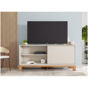 Imagem de Bancada Off White 1.36 Moderna e Funcional  Ideal para TV e Organizaçã