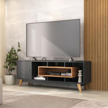 Imagem de Rack para TV até 55 Polegadas 151,7cm Pés em Madeira Maciça 1 Porta co