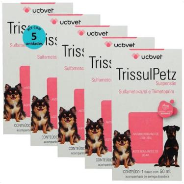 Imagem de Trissulpetz suspensão com 50ml para cães ucbvet kit com 5