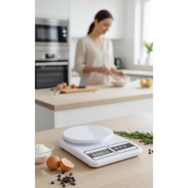 Imagem de Balança Cozinha Digital Alta Precisão 10kg - Branca - Congratulations 