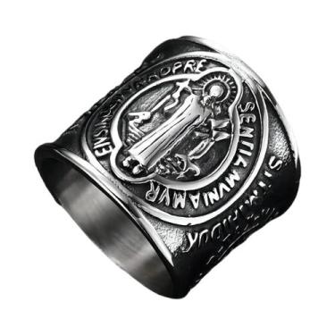 Imagem de Anel Cruzado De Aço Titânio Retro Masculino Com Design Personalizado E