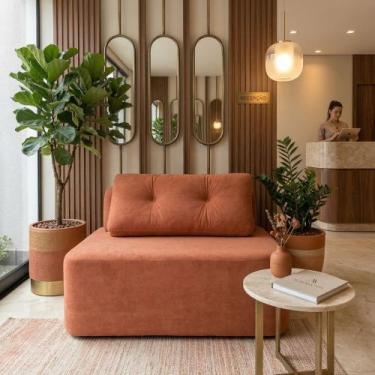 Imagem de Sofá Modular Cielo 120cm Recepção Loja Sala de Estar Bouclê Terracota 