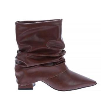 Imagem de Lorena - Bota Feminina Slouchy Salto Bloco Bico Fino Caramelo-Feminino