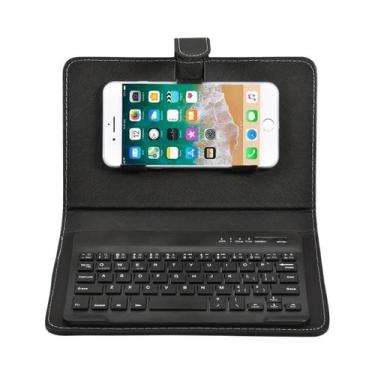 Imagem de Capa de teclado Bluetooth sem fio, bainha de couro (telefone celular e