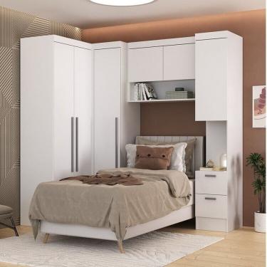 Imagem de Quarto Completo 6 Portas 6 Gavetas 4 Peças Viena Espresso Móveis Branco